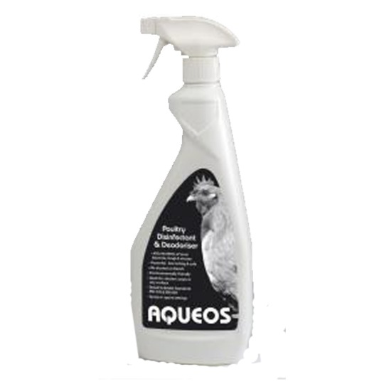 Aqueos Poultry Disinfectant Spray 750ml. Doodt 99,999% van bacteriën, virussen etc incl. Vogelgriep.