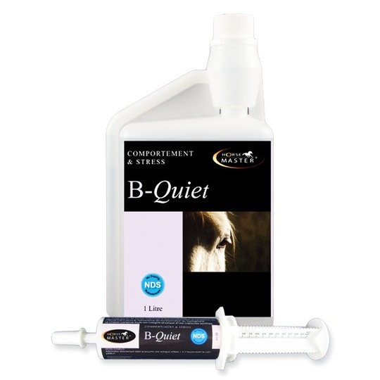 Horse Master B-Quiet. Antistress pour chevaux, disponible en liquide ou seringue.