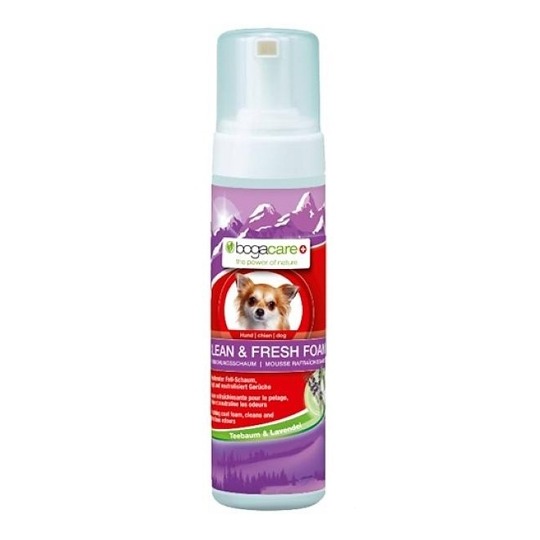 Bogacare Clean & fresh Foam Hond 150ml. Neutraliseert vervelende geurtjes, reinigt en verfrist vacht