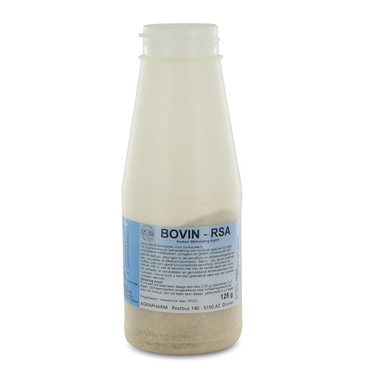 Bovin RSA 125gr. Pour un bon fonctionnement de la flore du rumen et stimule l'appétit. 