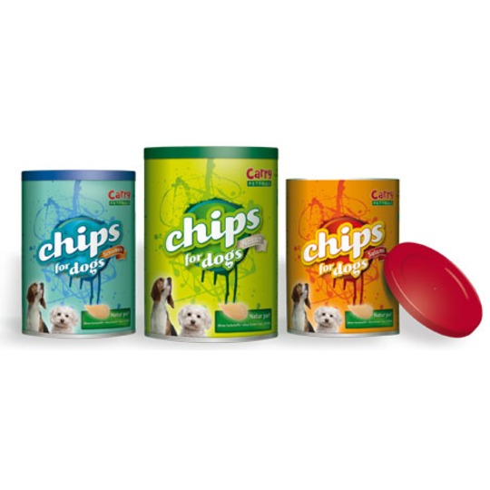 Chips voor honden. Nu heeft uw hond zijn eigen chips ! Slechts 1.1% vet en in 2 smaken.