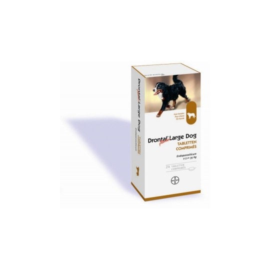 Drontal Hond XL 24 Tabletten. Breedspectrum ontwormingsmiddel voor honden vanaf 35 kilo.