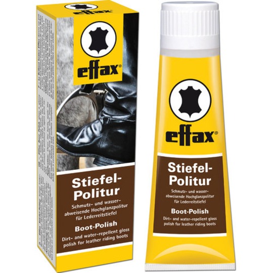 Effax - Stiefel Politur schwarz 75ml. Schmutz- & wasserabweisende Hochglanzpolitur für Lederstiefel.