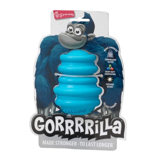 Gorrrrilla® Bleu. Jouets en caoutchouc dur, spécialement conçu afin d‘y inserrer une friandise.