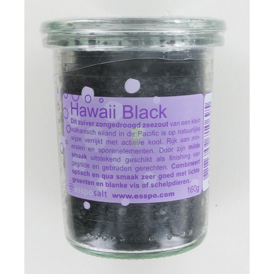 Wereldzouten Hawaii Black Zout 160gr. Zuiver zongedroogt zeezout van een klein vulcanisch eiland.