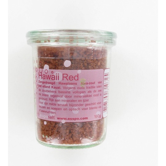 Wereldzouten Hawaii Red Zout 160gr. Zongedroogd Hawaiiaans Alea-zout van het eiland Kauai.