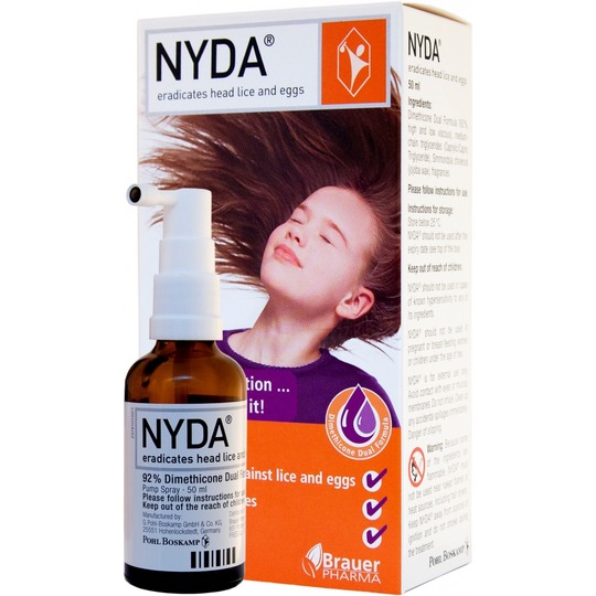 Nyda Spray 50ml. 100% effectief tegen volwassen luizen, larven en eitjes in 1 behandeling!!
