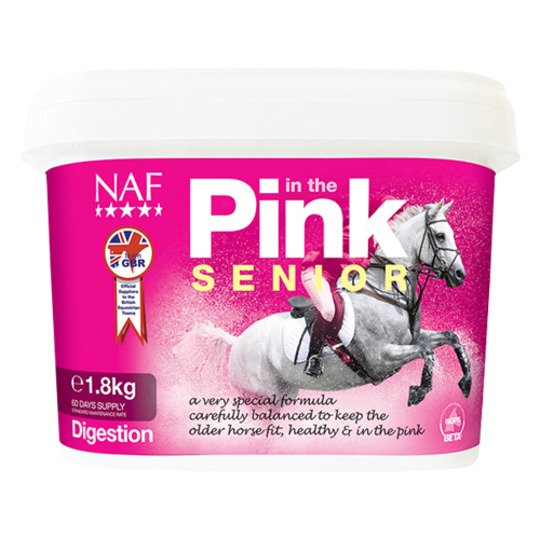 NAF Pink Senior. Speciaal supplement om oudere paarden fit, gezond en energiek te houden.