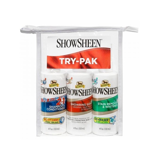 Absorbine Show Sheen Try Pack 3x120ml. ShowSheen Original, ShowSheen Shampoo y ShowSheen remover.