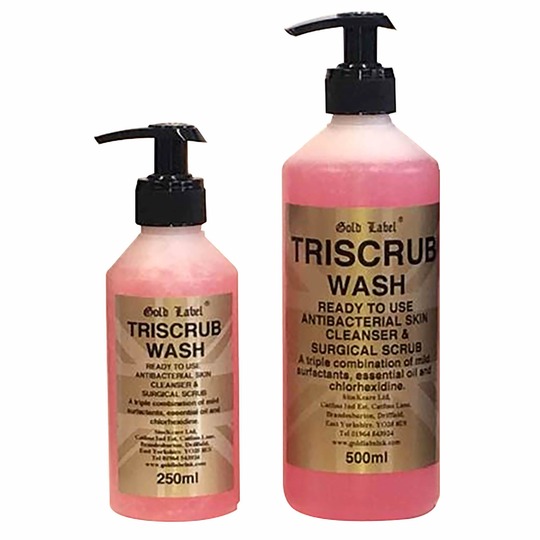 Gold Label Triscrub Wash. Antibacteriële huidreiniger met chloorhexidine en etherische olie.