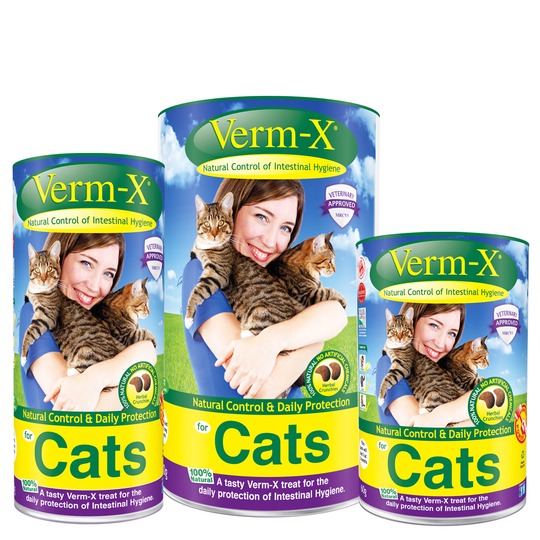 Verm-X Crunchies Katze. Für die Kontrolle von inneren Parasiten bei Katzen.