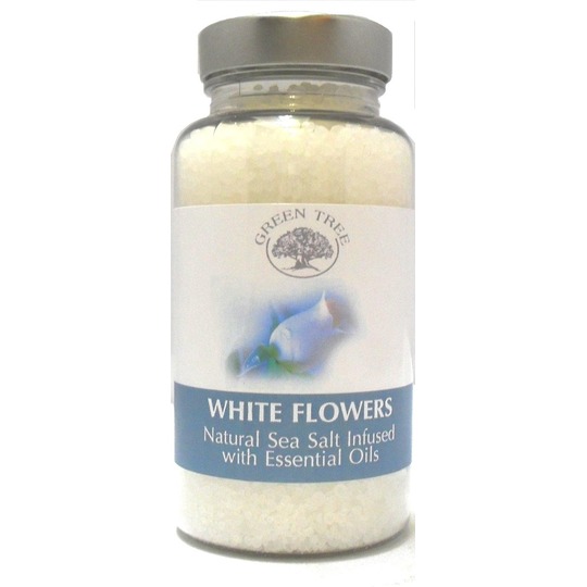 Quemador Aroma Sal del mar White Flowers 180gr. Sal marina natural infundida con aceites esenciales.