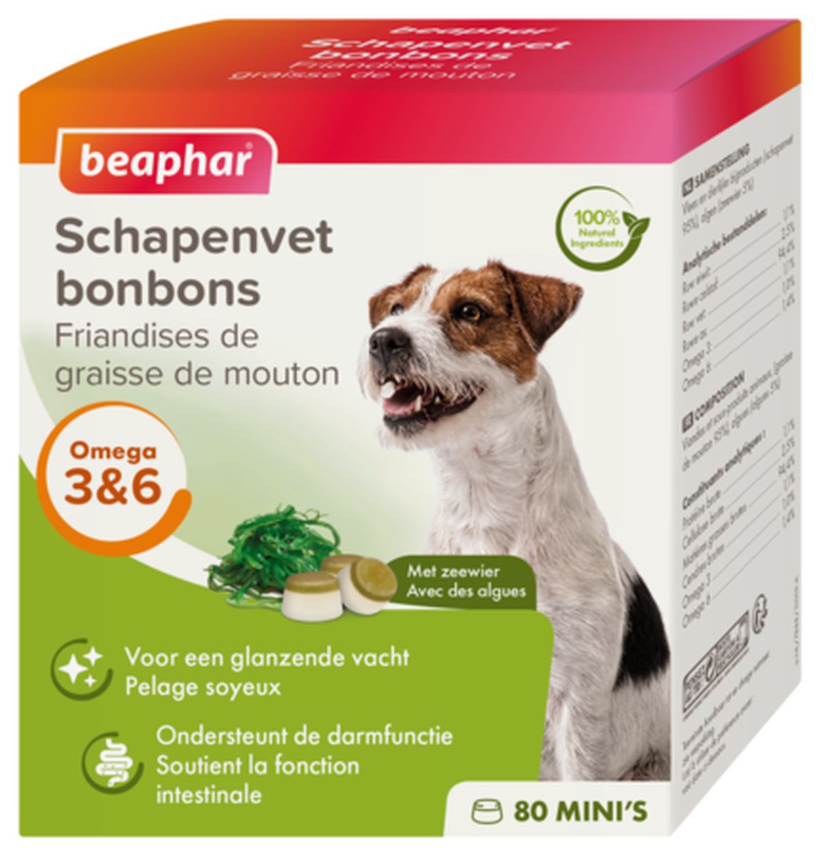 Beaphar Schapenvet Bonbons MINI 245gr.. Rijk aan vitaminen, mineralen en sporenelementen, voor huid & vacht