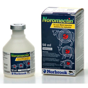Noromectin Injektion. Behandlung von Endo- und Ektoparasiten bei Rindern, Schafen & Schweinen.