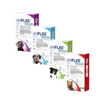 Amflee Combo Spot-On Dog 3 pipettes - Contre les puces, les tiques et les poux piqueurs et inhibe le développement des œufs, des larves et des nymphes.