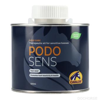 Cavalor PodoSens 500ml. --- Aceite terapéutico para cascos a base de aceites esenciales de clavo, abedul, lavanda y eucalipto.