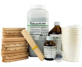 Technovit ACTION PACKAGE -- Powder, liquid, blocks, spatulas, mixing cup AND accelerator for 10 treatments !!!