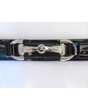 HB Patent Leather Belt With Swarovski Bits.