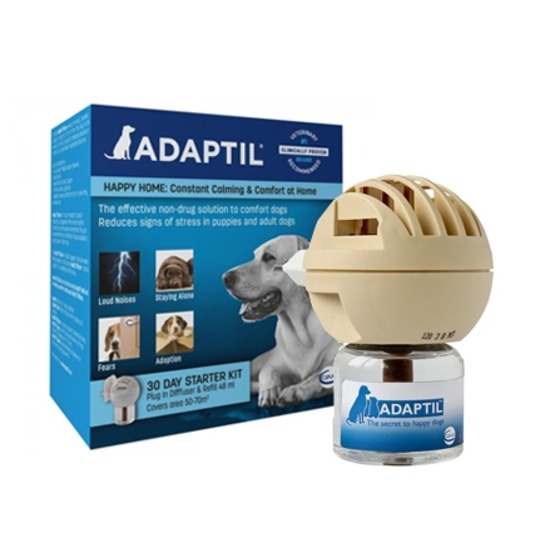 Adaptil Verdamper + Flacon 48ml. Ter voorkomen en behandeling van stress bij honden binnenshuis.