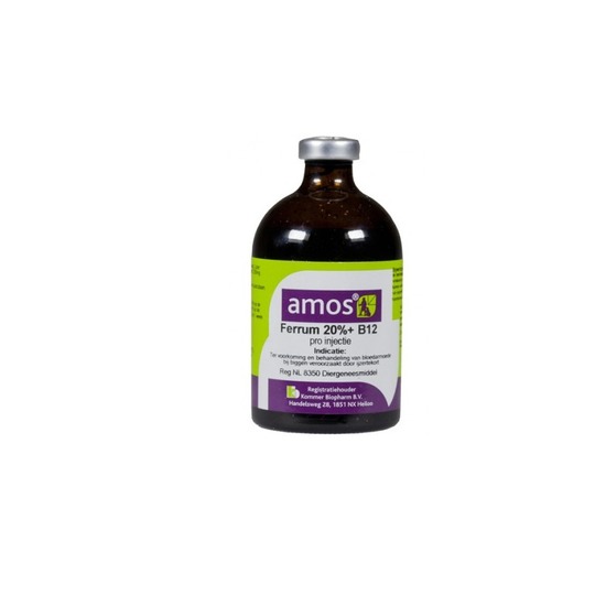 Amos Ferrum 20% + B12. 100ml. --- Prevention and treatment of anemia in piglets, due to iron deficiency