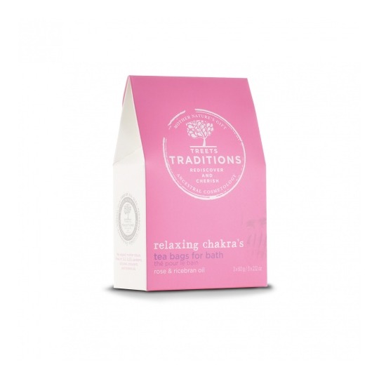 Treets Bath Tea Relaxing 3x 60gr..Badthee met Rijstzemel olie, rozenblaadjes en hibiscus.