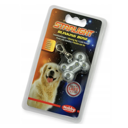 Nobby Starlight Blinking Bone. Percha con luz brillante, visible hasta 800 mtr.