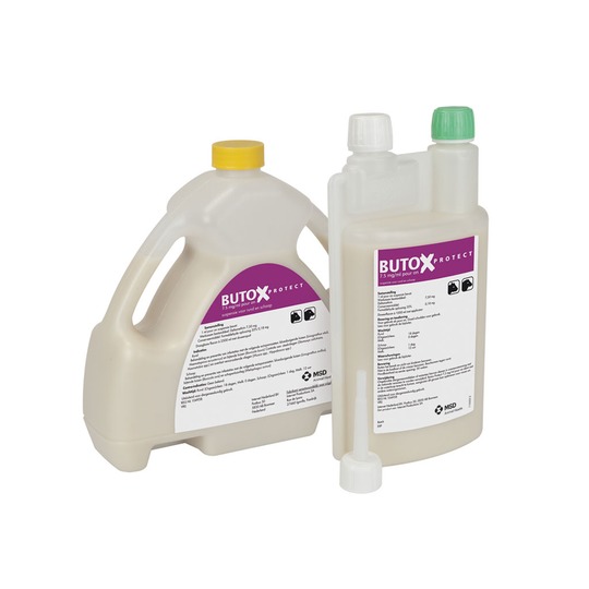 MSD Butox 2.5ltr.     Para combatir ectoparásitos en ovejas, cabras y vacas.