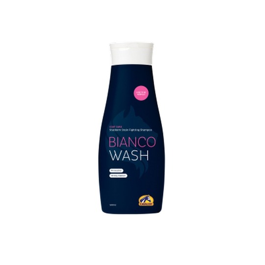 Cavalor Bianco Wash 500ml.   Um gründlich Flecken und Schmutz aus dem Fell zu entfernen.