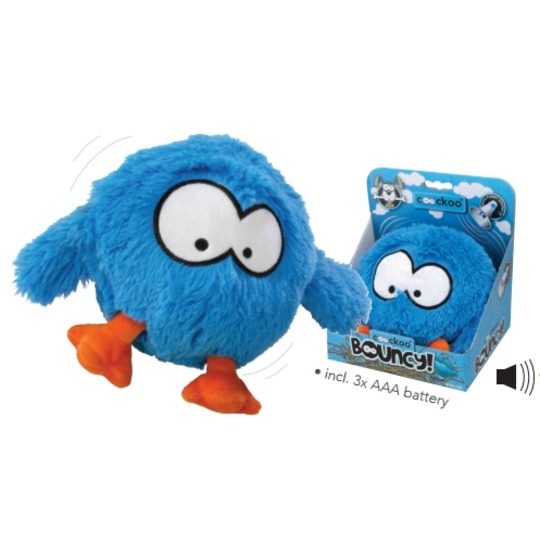 Coockoo Bouncy AZUL. Moviemento juguete de perro con sonido sonriendo.