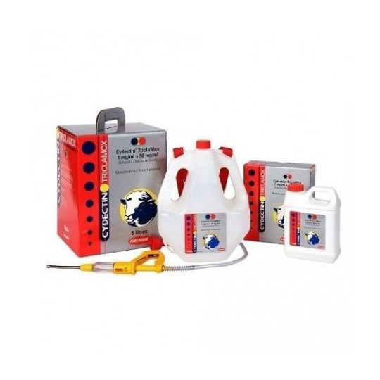 Cydectin Triclamox Drench 2.5ltr.  --- Tegen maag-, darm-, longwormen, leverbot, luizen & schurftmijt.
