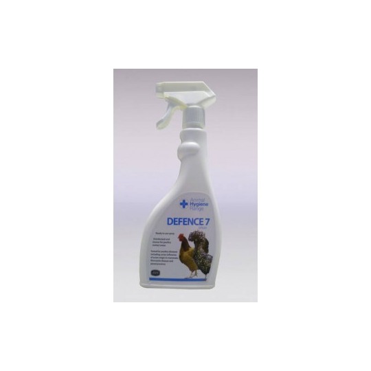 Animal Health Company Defence 7. 500ml. RTU. Ontsmettingsmiddel tegen vogelgriep.