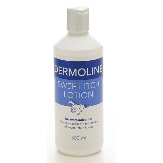 Dermoline Sweet Itch Lotion 500ml. Veterinair medisch product tegen zomerexceem.