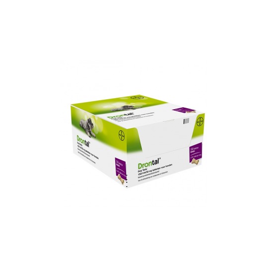 Drontal Tasty Deworming Dog 102 Tablets.    Broad-spectrum dewormer for dogs over 2kg.