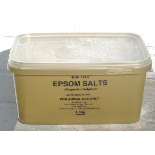 Epsom Salt (Magnesium Sulfaat). Voor mens en dier, zowel in- als uitwendig.