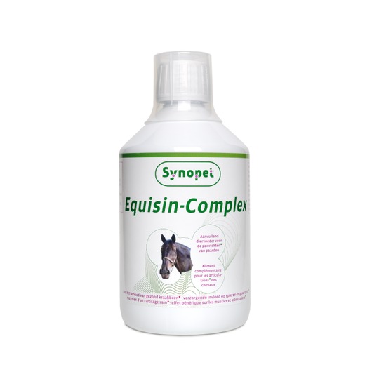 Synopet equisin Complex 500ml. Voor de gewrichten, met groenlipmossel, curcumine en zwarte bes blad.