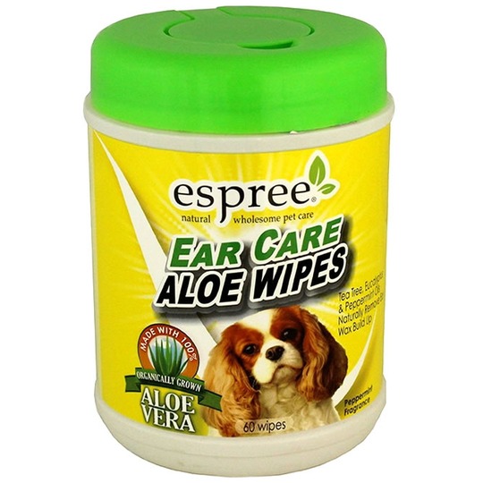 Espree Ear Care Aloe Wipes 60st. Handige wipes om de oren (oorschelp) van de hond schoon te maken.