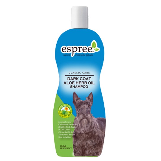 Espree Dark Coat Shampoo 355ml. Versterkt de kleur van donkere vachten. 