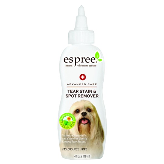 Espree Tear Stain & Spot Remover 118ml. Verwijdert traanstrepen maar ook vlekken van ontlasting etc.