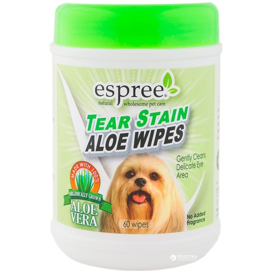 Espree Tear Stain Aloe Wipes 60st. Verwijderen met gemak traanstrepen.