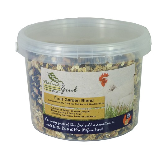 Natures Grub Poultry Garden Blend FRUIT 600gr. Mix van vruchten, bessen en gekookte volkoren granen.