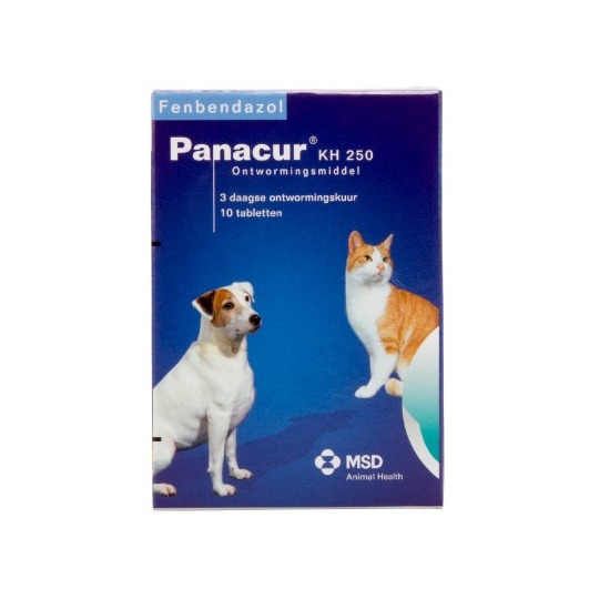 Panacur KH 250mg.10 Comprimés.   Vermifuge à large spectre pour chiens et chats et pour le traitement de Giardia.