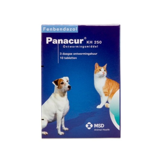 Panacur KH 250mg. Ontwormingsmiddel 10st.   Een breedspectrum ontwormingsmiddel voor honden en katten en ter behandeling van Giardia.