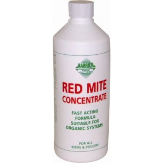 Barrier Red Mite Concentrate. Tegen bloedluis op pluimvee, geschikt voor biologische bedrijven. 