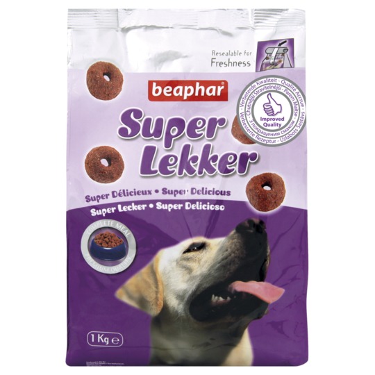 Super Lekker 1 kg. Trainingsbrokje of complete hondenvoeding met echt kippenvlees.