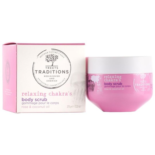 Treets Relaxing Chakra's Sugar Scrub 375gr. Ontspannende scrub met kokosnootolie.