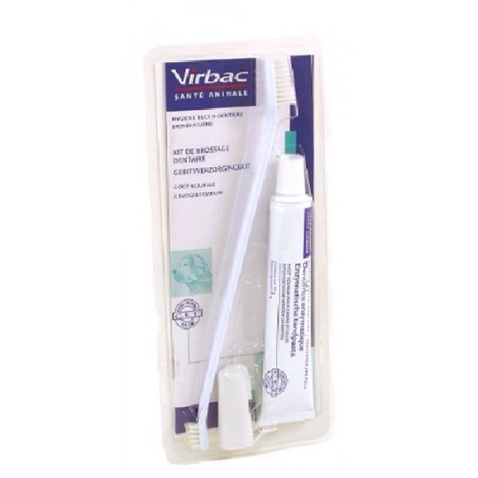 Virbac Kit de brossage dentaire. Kit de brossage dentaire pour chiens.