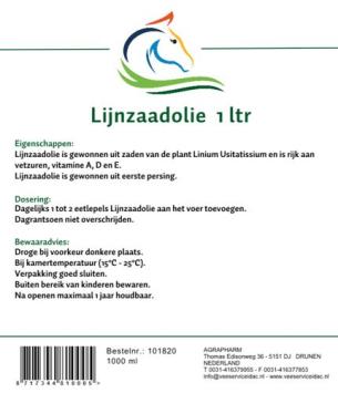 Agrapharm Aceite de linaza.   Calidad superior, para todas las funciones vitales, digestión y pelaje.