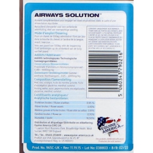 Equine America Airways 500ml.   Pour un cheval qui respire librement.