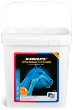 Equine America Airways Xtra Powder.    Op basis van de etherische oliën eucalyptus, menthol en pepermunt, ter ondersteuning van de luchtwegen en ademhaling.