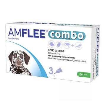 Amflee Combo Spot-On Dog 3 pipettes - Contre les puces, les tiques et les poux piqueurs et inhibe le développement des œufs, des larves et des nymphes.